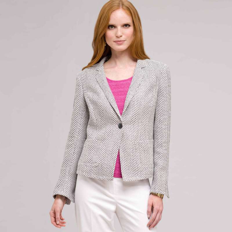 Textured 1 Button Jacket, Ink Multi, large image number 0